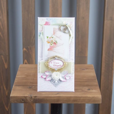 Конверт ручной работы "С Днём Свадьбы"