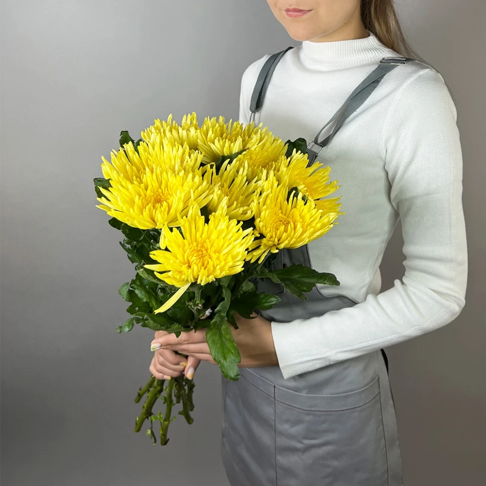 Букет из 9 желтых хризантем