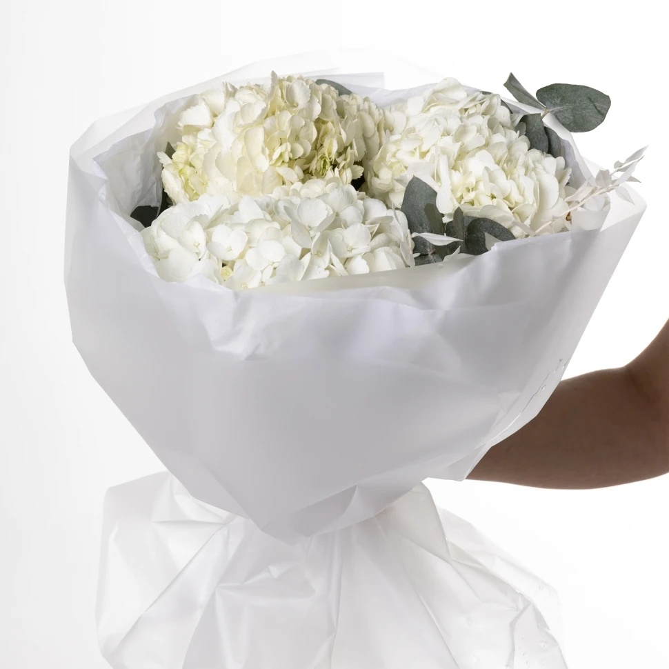 Букет из 3 гортензией с зеленью